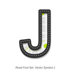 Road font sign, Symbol J, Object on a white background