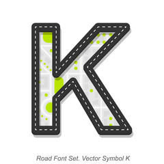 Road font sign, Symbol K, Object on a white background