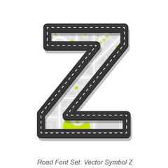 Road font sign, Symbol Z, Object on a white background
