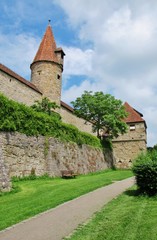 Fototapeta na wymiar Rothenburg o. d. T., Stadtbefestigung mit Turm