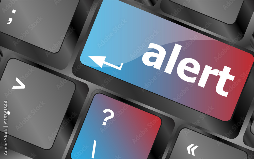Poster computer keyboard with attention key alert - business background . keyboard keys. vector illustratio