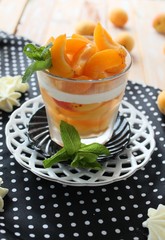 summer dessert with apricots and yoghurt