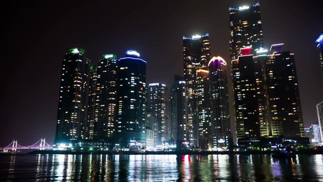 Waterfront Marine City, Night View 4K Timelapse, Busan in South Korea
