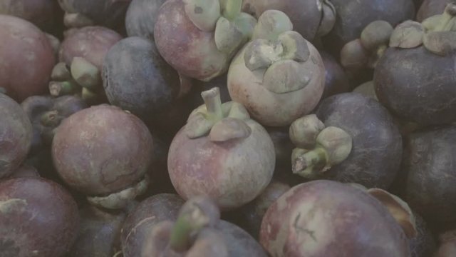Mangosteen the queen of Thai fruit on food market in Phuket