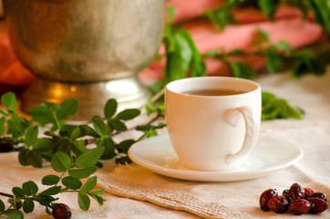 Treatment herbal tea. Rosehip tea.