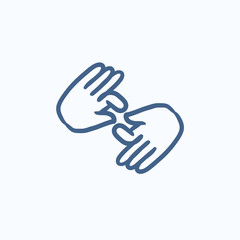 Finger language sketch icon.