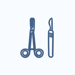 Surgical instruments sketch icon.