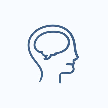 recommend clip art: Human head with brain sketch icon.