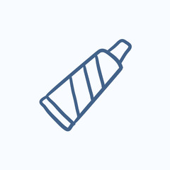 Tube of toothpaste sketch icon.