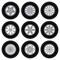 Car wheels with tires