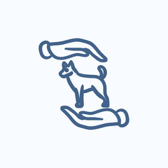 Pet care sketch icon.