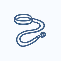 Fototapeta premium Dog leash and collar sketch icon.