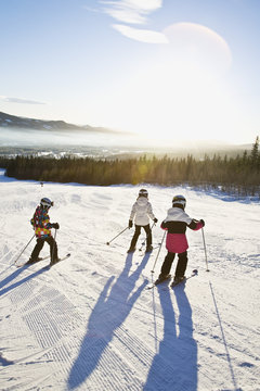 Girls in ski slope