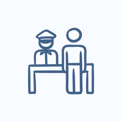 Airport security  sketch icon.