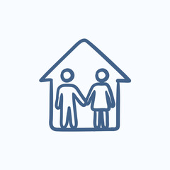 Family house sketch icon.