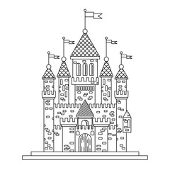 Fairytale royal thin line castle or palace building