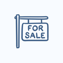 For sale placard sketch icon.