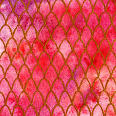 Dragon skin scales red gold ruby pattern texture background