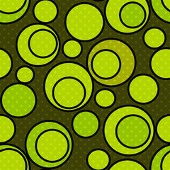 Seamless abstract pattern with green circles ornamental elements