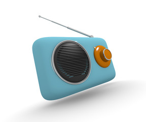 Vintage style radio on white