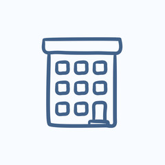 Condominium building sketch icon.