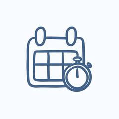 Calendar and stopwatch sketch icon.