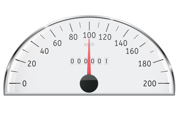 Speedometer. Semi circle speed gauge scale