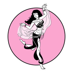 Naklejka premium Belly dancer. Illustration of belly dance woman