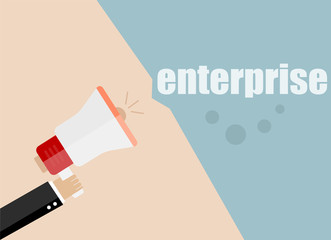 enterprise. Flat design vector business illustration concept Digital marketing business man holding megaphone for website and promotion banners.