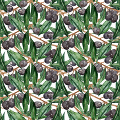 Olive oliva branches seamless pattern texture background