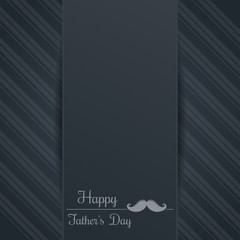 Father's Day card. Mustache and greeting inscription - Happy Father's Day. Gold lettering on a gray background. Vector illustration