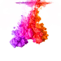 Rainbow of Acrylic Ink in Water. Color Explosion