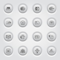 Fototapeta premium Button Design Security and Protection Icons Set.