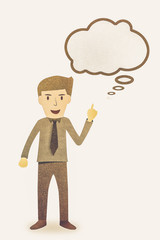 Business man with bubble talk tag