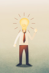 Business man with head  idea lightbulb