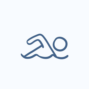 Swimmer sketch icon.