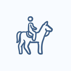 Horse riding sketch icon.