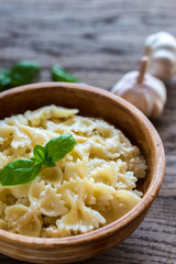 Farfalle pasta with alfredo sauce
