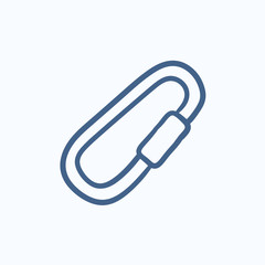 Climbing carabiner sketch icon.