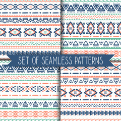 Set of 4 geometric seamless patterns. Vector