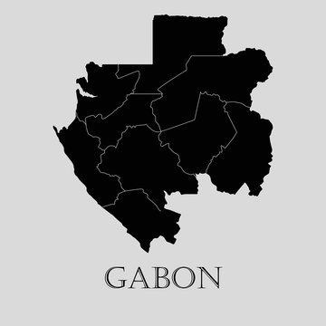 Black Gabon map - vector illustration