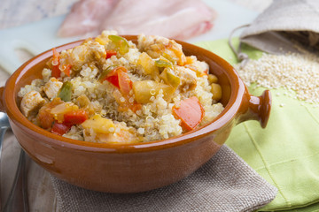 Quinoa salad with vegetables.Superfoods concept