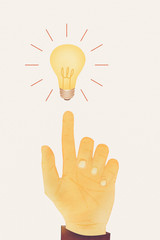 Paper texture ,Hand gesture direction bulb idea