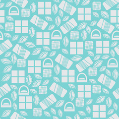 Seamless pattern with chocolate sweets isolated on blue background