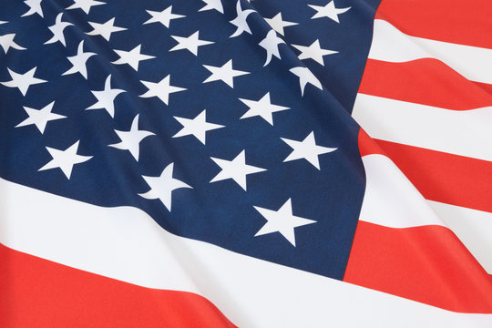 Studio shot of ruffled national flag - United States