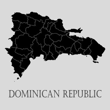 Black Dominican republic map - vector illustration