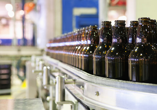 Glasbottles in a row