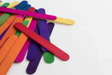 Colorful wooden white background.