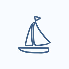 Sailboat sketch icon.