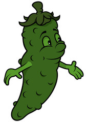 Green Cartoon Cucumber - Cheerful Illustration, Vector